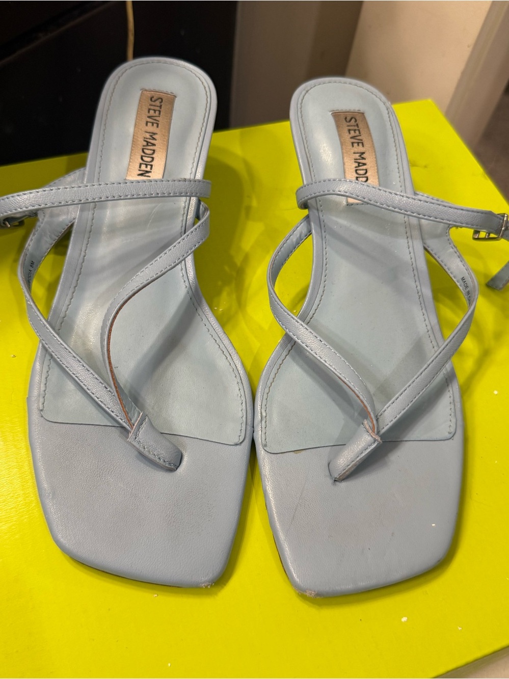 Steve Madden Jessa Blue Leather Strappy Kitten Heel Sandals Size 8